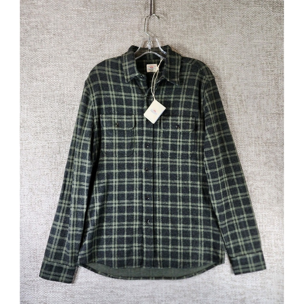 $178 Faherty Legend Sweater Shirt Mens M Delevan Plaid Flannel Button NEW